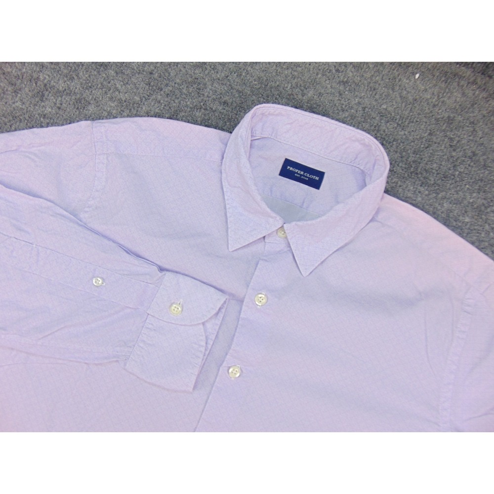 Proper Cloth Shirt Men Large Button Down Purple Geometric Long Sleeve Preppy